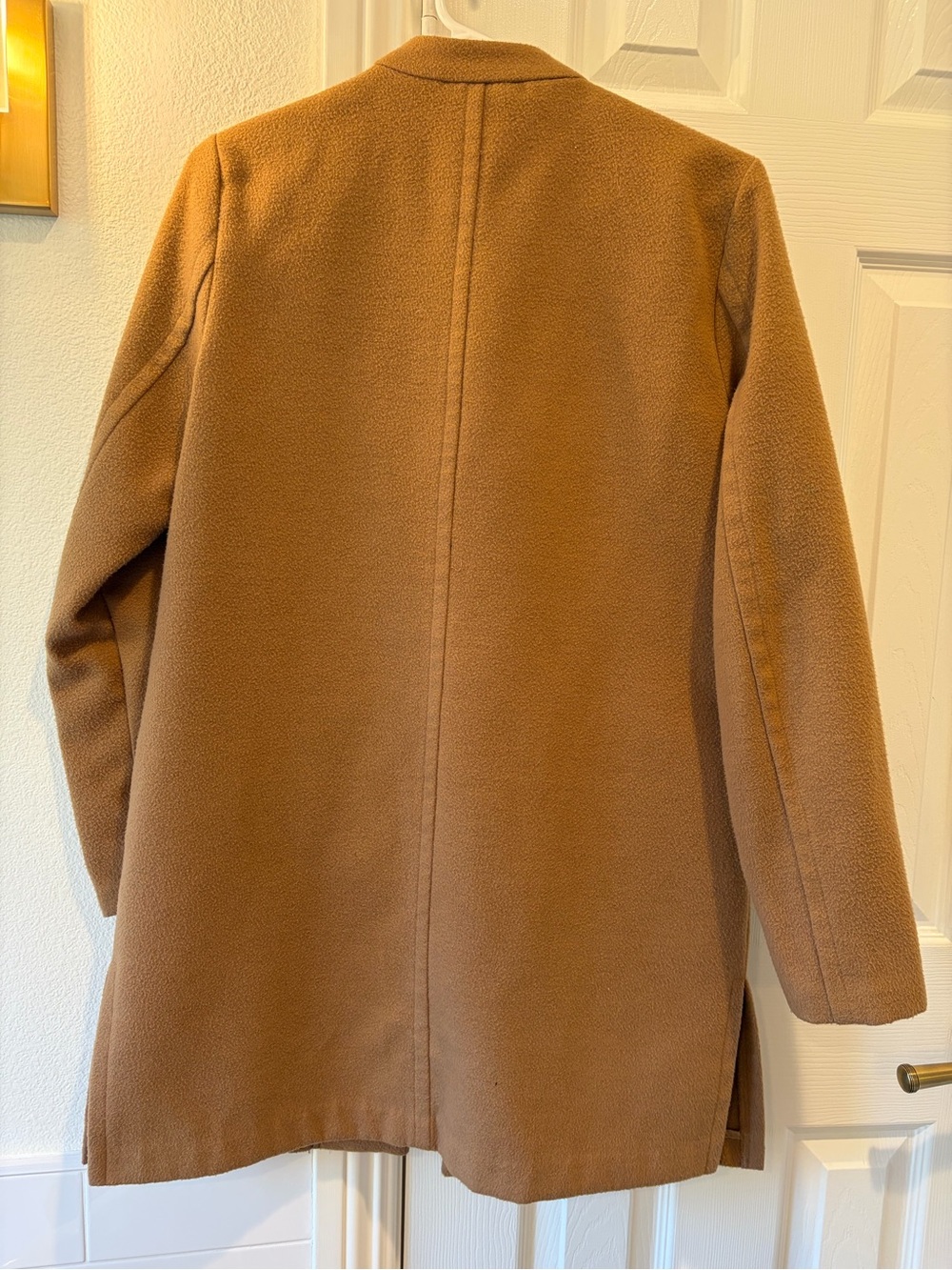 Halogen Camel Open-Front Wool-Blend Trench Coat - Picture 4 of 5